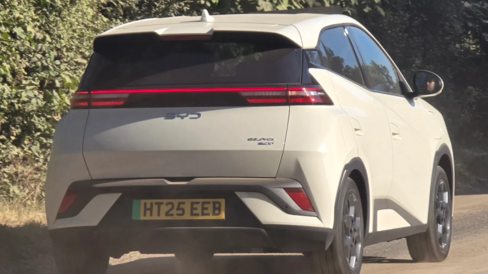 BYD Dolphin Surf laden: weißer Kleinwagen auf der Landstraße