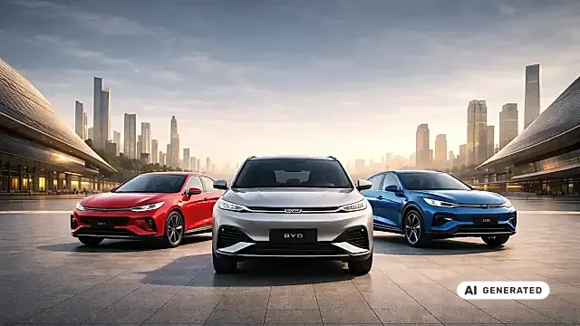 Chinesische Elektroautos und ihre Preise 2026: kompakte Stromer auf einem Parkplatz in Deutschland