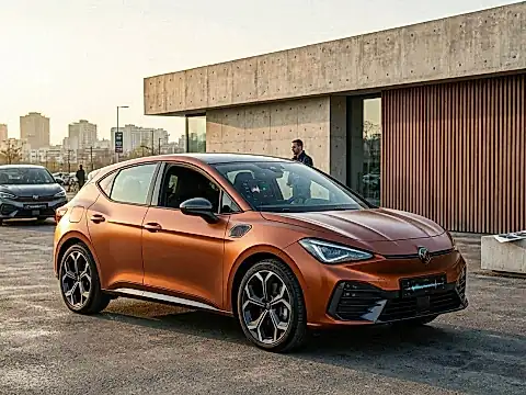 CUPRA Born Facelift 2026 Innenraum mit IDA 4.0 Touchscreen, physischen Tasten am Lenkrad und Sportschalensitzen Dinamica beim VZ