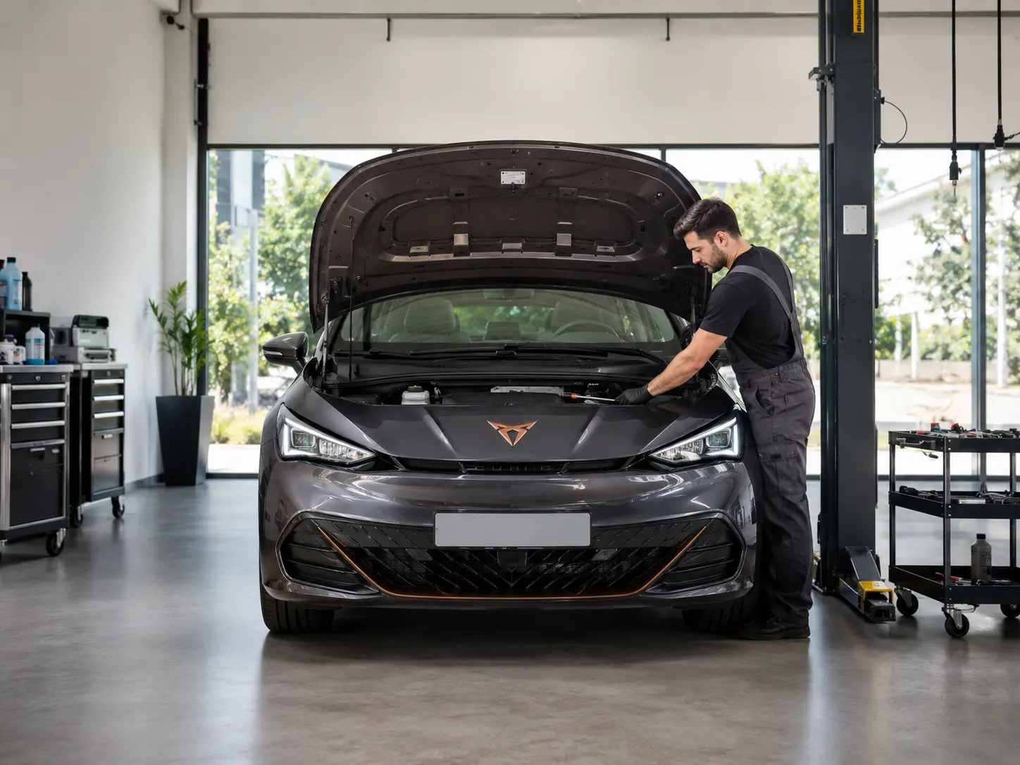 CUPRA Born in der Werkstatt bei der Inspektion: Intervalle, Kosten und Umfang der Wartung eines Elektroautos 2026