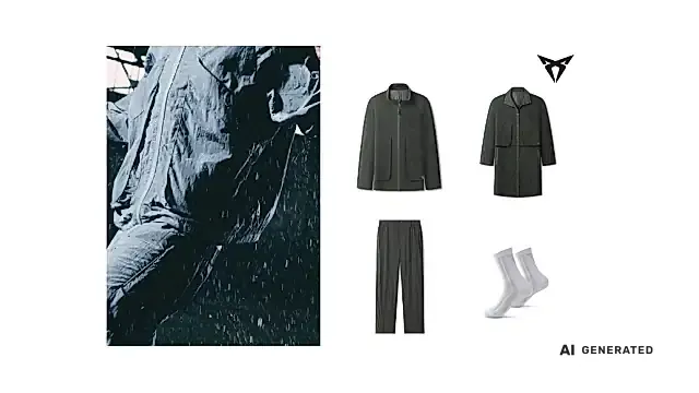 CUPRA Raval Capsule Wardrobe 2026 mit Modellauto 1:43 in Manganese Green und Plasma Iridescent — Lifestyle-Sortiment zur Markteinführung