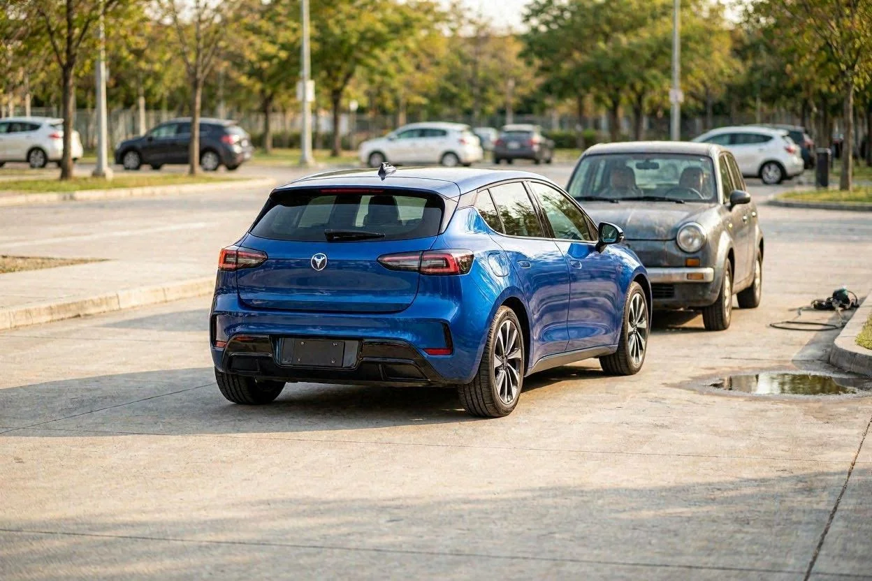 E-Auto Restwert 2026: junges gebrauchtes Elektroauto am Vertragshändler Bellemann in Wiesloch mit fallenden Preisen und gleichbleibender Akku-Qualität