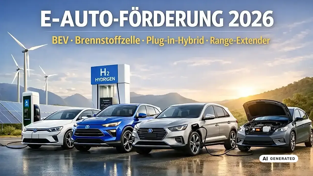 E-Auto-Förderung 2026: Welche Autos sind förderfähig? BEV, Brennstoffzelle, Plug-in-Hybrid & Range-Extender