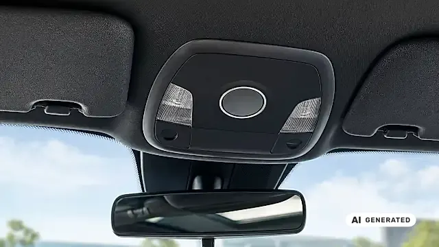 eCall und 2G-Abschaltung: Notruf-Taste im Fahrzeug-Dachhimmel als Symbol für den automatischen Notruf