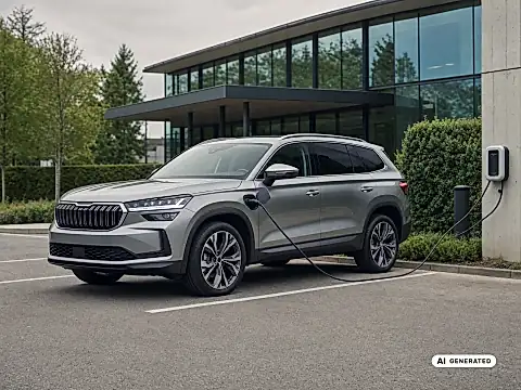 Förderung für Plug-in-Hybrid im Gewerbe: Fahrzeug lädt an einer Wallbox auf einem Firmenparkplatz