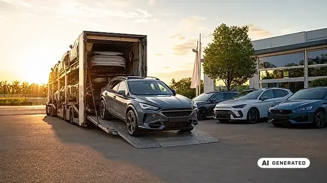 Reimport Autos kaufen: mehrere junge Gebrauchtwagen mit EU-Import-Historie auf einem Händlerhof