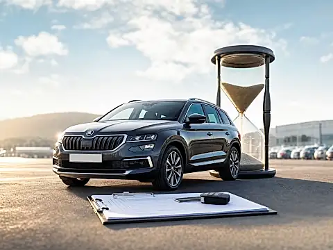 ŠKODA Reimport: mehrere junge ŠKODA-Gebrauchtwagen mit EU-Import-Historie auf dem Händlerhof