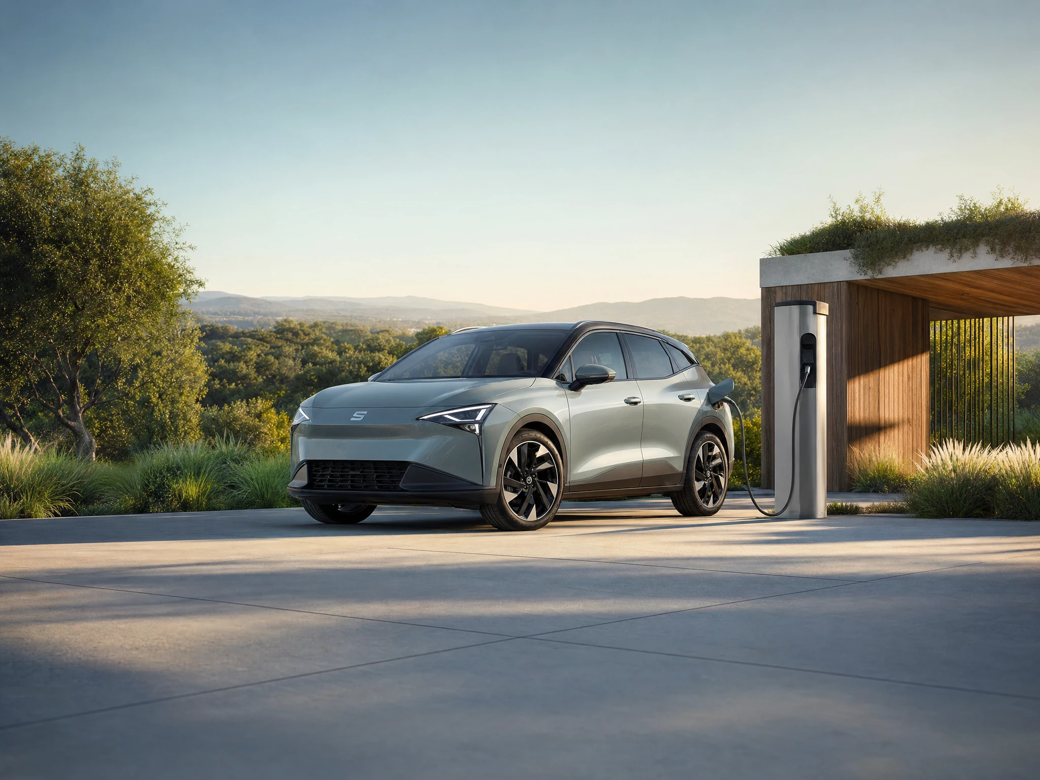SEAT Elektro Modelle 2026: Leon e-Hybrid an einer Ladesäule als einziges elektrifiziertes Angebot der Marke