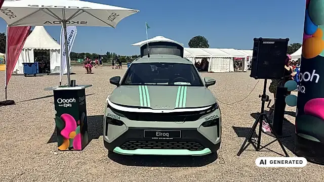 Škoda Elroq 2026 in Timiano Grün: Frontansicht des Elektro-SUV mit Preis, Reichweite und technischen Daten