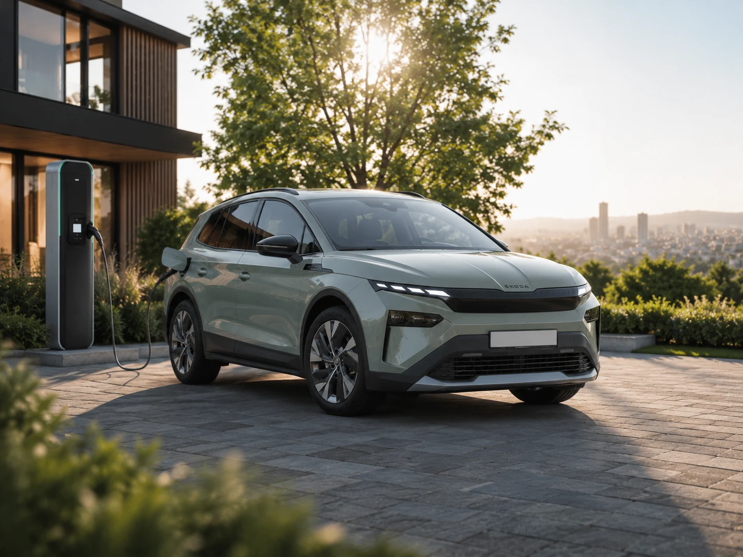 Skoda Elroq Preisanpassung 2026: hellgrüner Elroq beim Laden an einer Wallbox