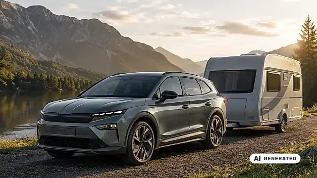 Skoda Enyaq 85 Modelljahr 2027 mit 2.000 Kilogramm Anhängelast im Zugbetrieb mit Caravan