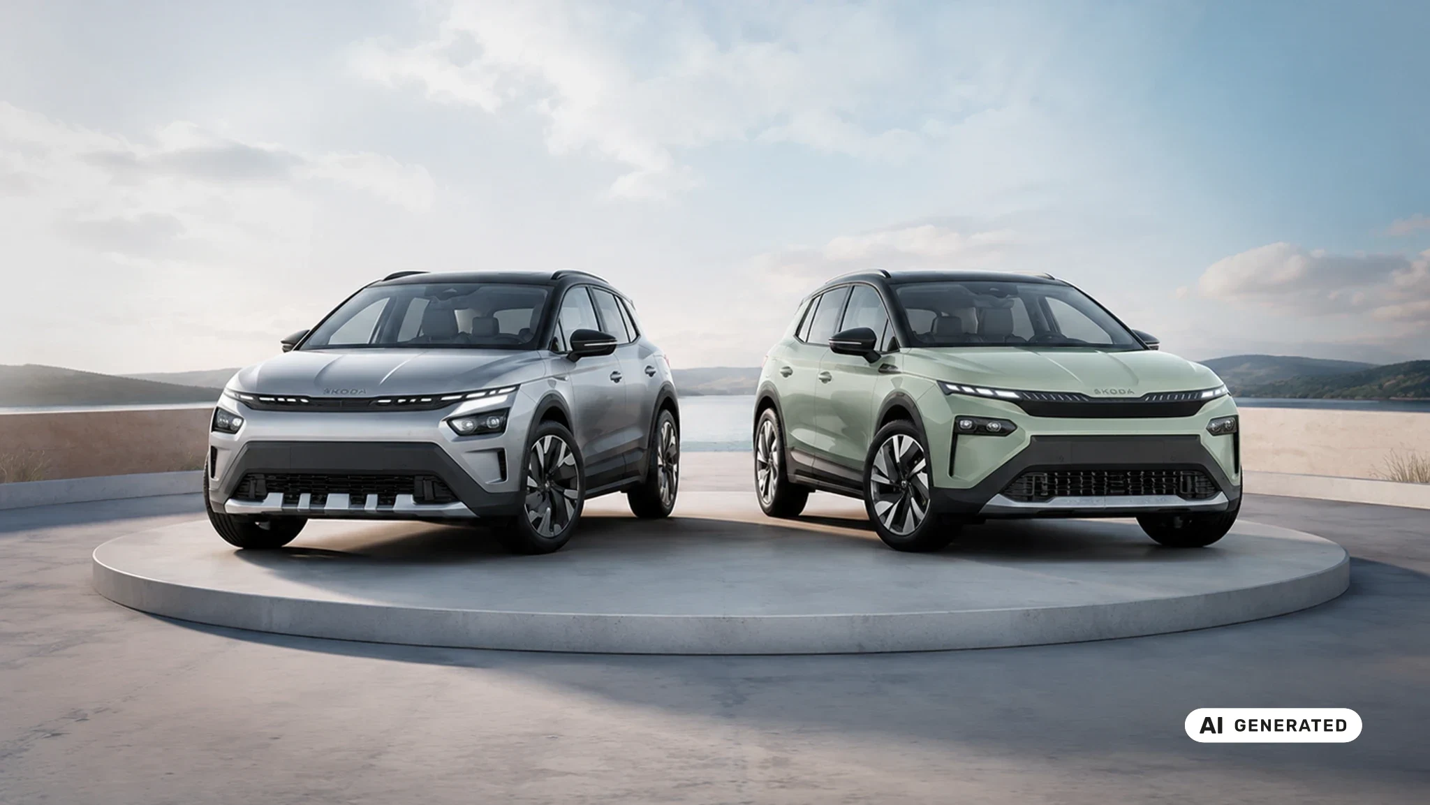Škoda Epiq und Elroq nebeneinander: die beiden Elektro-SUV im direkten Größenvergleich
