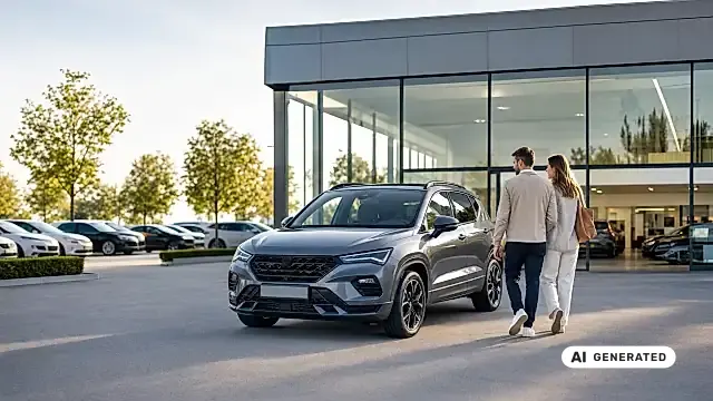 Skoda Karoq 2027 auf dem Vorplatz eines Autohauses — Preise, Motoren und Maße im Überblick