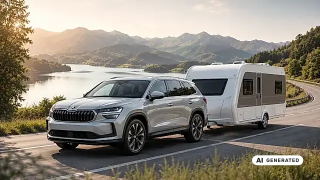 ŠKODA Kodiaq Anhängelast: Zugfahrzeug mit Wohnwagen und Anhängerkupplung