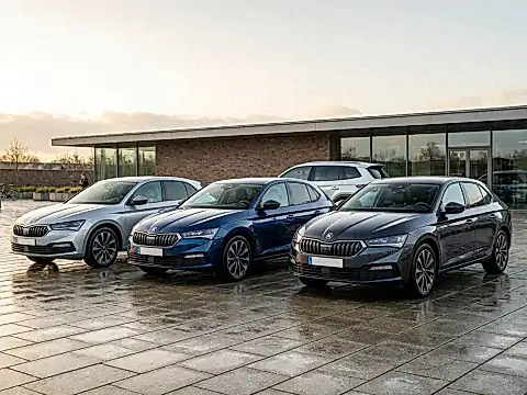 Skoda Octavia Sportline und Octavia RS nebeneinander -- Ausstattungsvergleich Modelljahr 2026