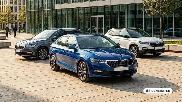 Skoda Octavia Combi neben Skoda Octavia Limousine Modelljahr 2026 -- direkter Karosserie- und Kofferraum-Vergleich