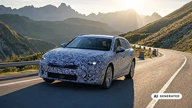 Getarnter Testwagen mit Tarnfolie auf Alpenstraße symbolisiert die Skoda Octavia Facelift Erlkönig-Sichtung