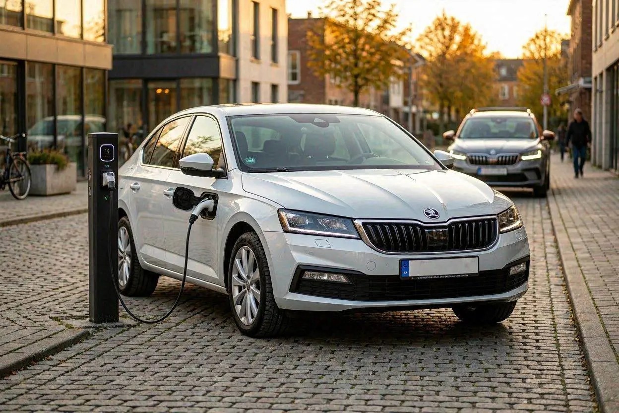 Skoda Octavia 2026 mit Ladestecker -- PHEV-Comeback Symbolbild fuer Modelljahr 2027