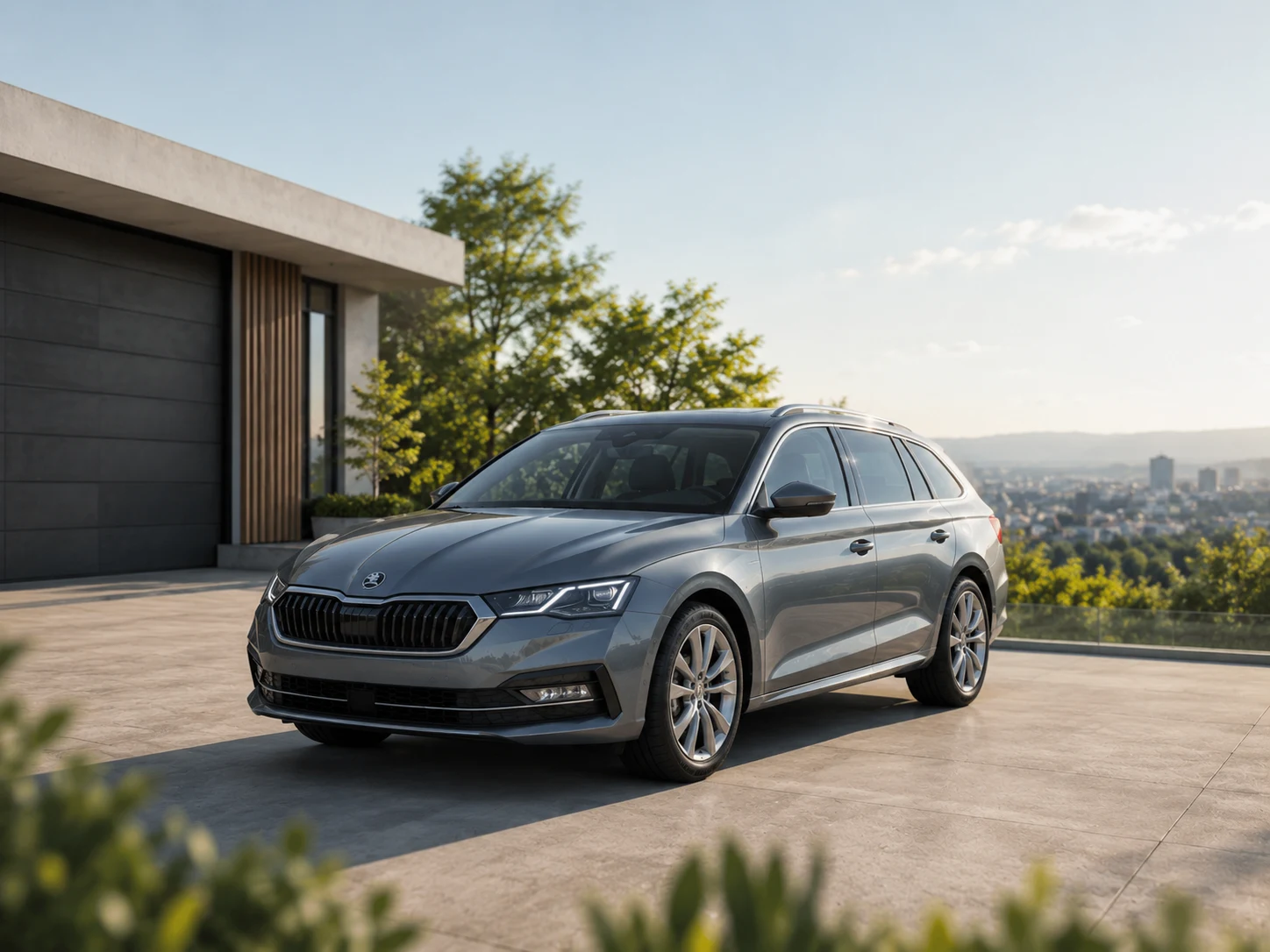 Skoda Octavia Preisanpassung 2026: grauer Octavia Combi auf einer Terrasse mit Stadtblick