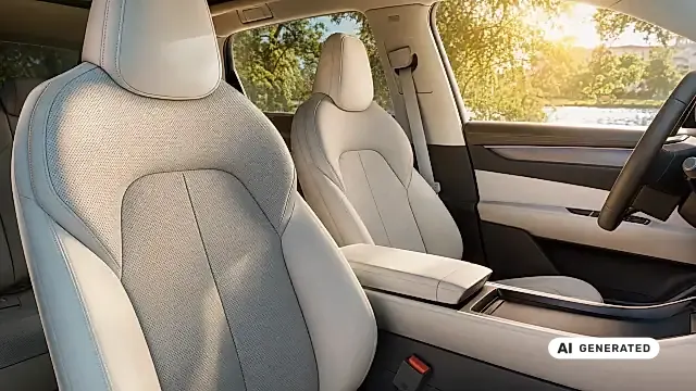 Škoda Peaq Sitzbelüftung 2026: die belüfteten Vordersitze im Innenraum des Elektro-SUV