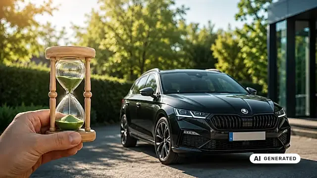 Skoda Tageszulassung 2026: junger Octavia Combi auf dem Hof eines Autohauses