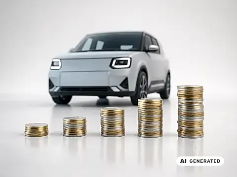 THG-Prämie 2027: aufsteigende Münzstapel vor einem Elektroauto zeigen die steigende Prämie